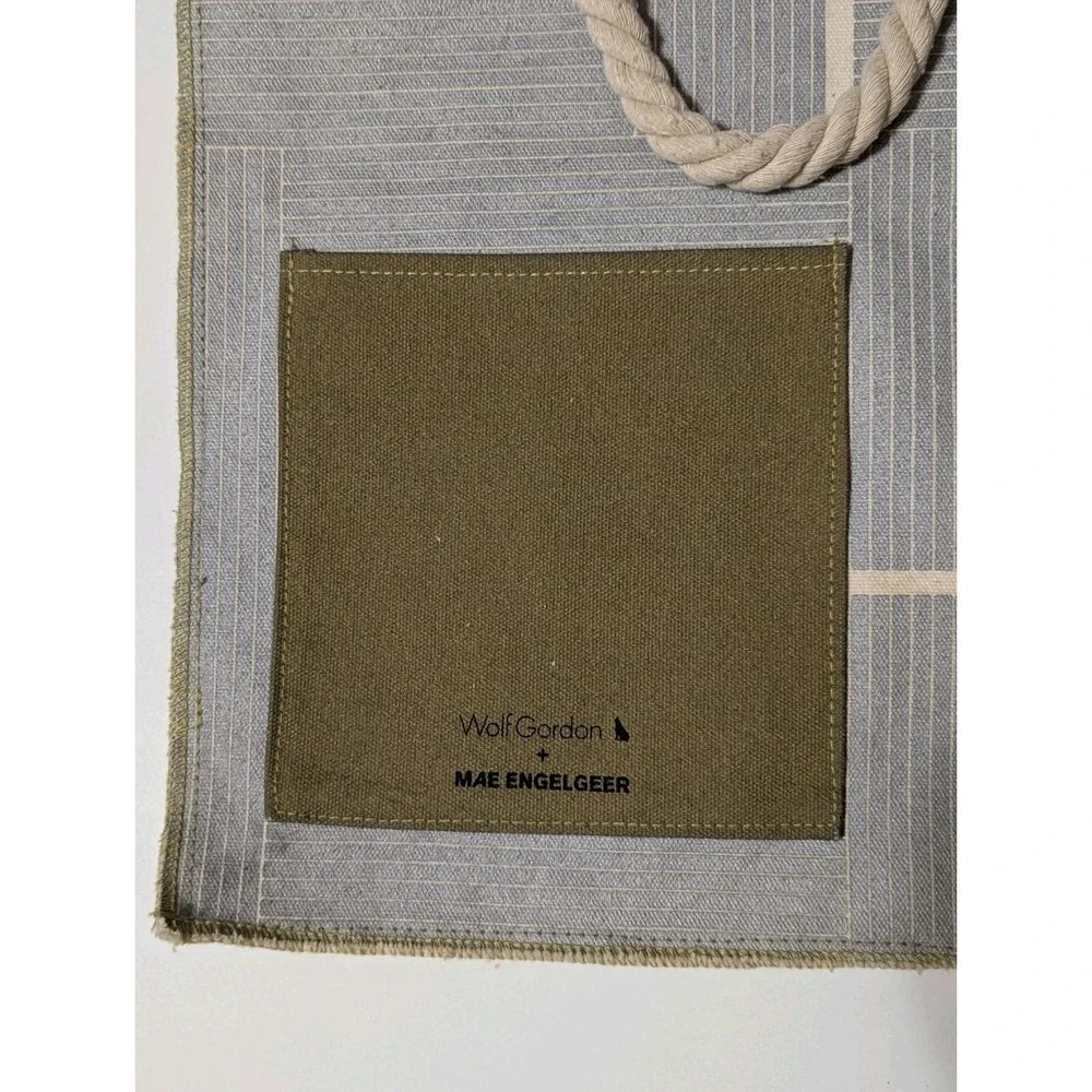 Wolf Gordon & MAE ENGELGEER Tote Fabric Shopper w/Rope Straps Beach Grey